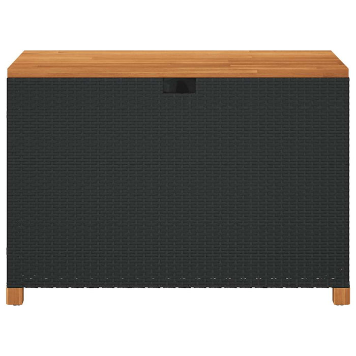 Ladă depozitare grădină negru 110x55x63cm lemn acacia poliratan WALTI