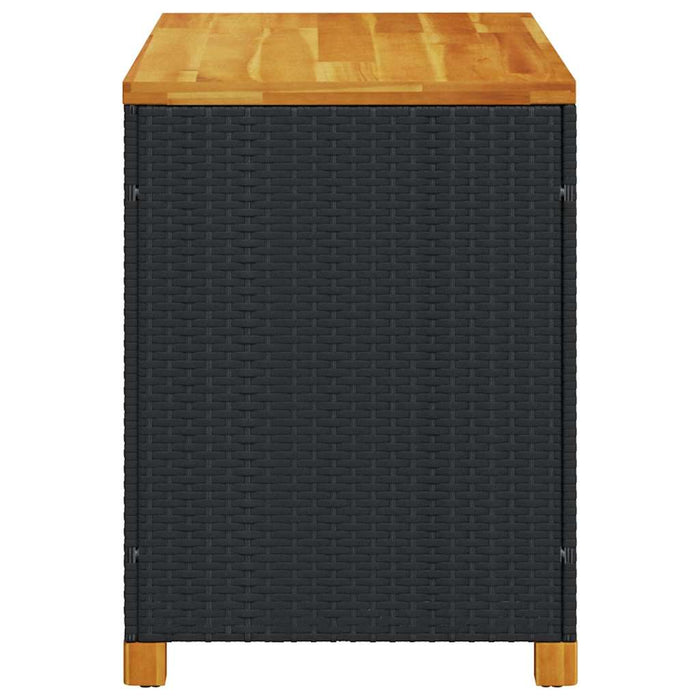 Ladă depozitare grădină negru 110x55x63cm lemn acacia poliratan WALTI