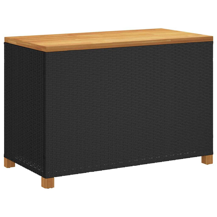 Ladă depozitare grădină negru 110x55x63cm lemn acacia poliratan WALTI