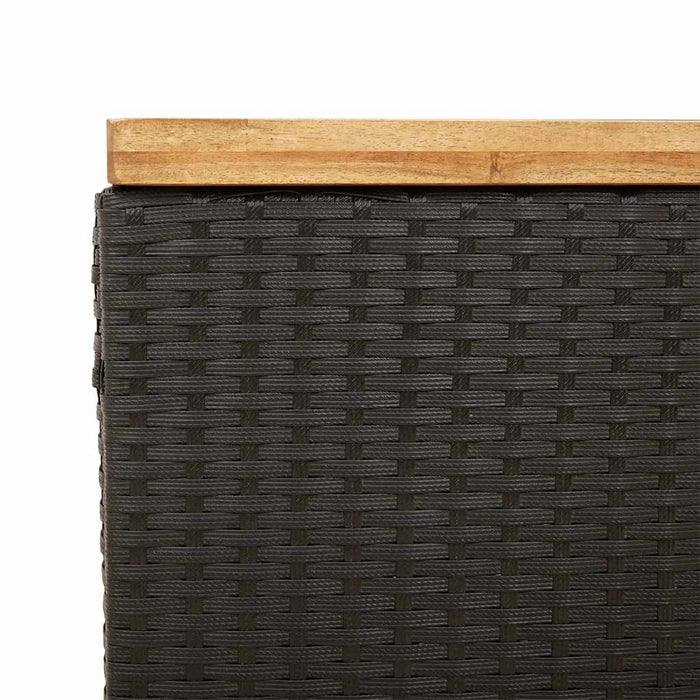 Ladă depozitare grădină negru 110x55x63cm lemn acacia poliratan WALTI