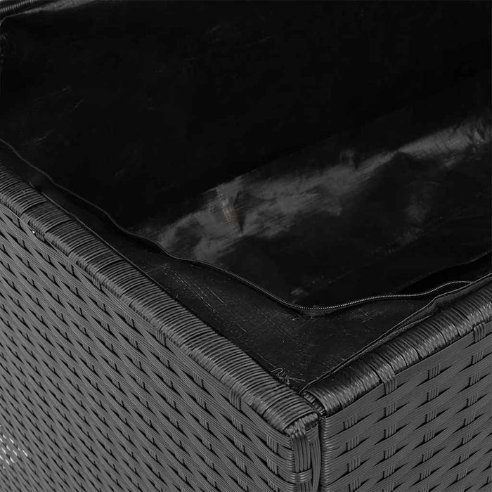 Ladă depozitare grădină negru 110x55x63cm lemn acacia poliratan WALTI