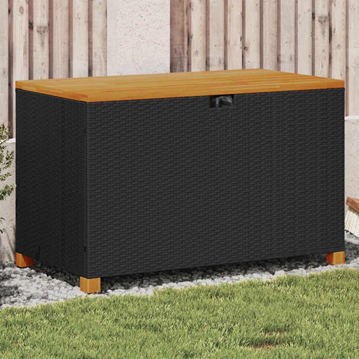 Ladă depozitare grădină negru 110x55x63cm lemn acacia poliratan - WALTI WALTI