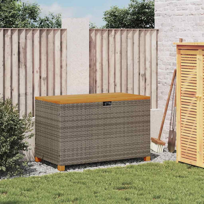 Cutie depozitare grădină gri 110x55x63 cm lemn acacia poliratan WALTI