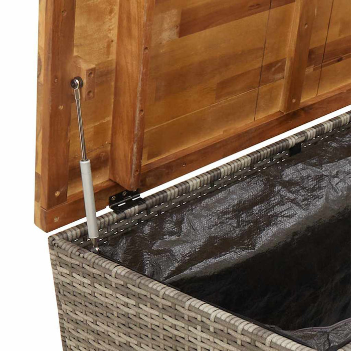 Cutie depozitare grădină gri 110x55x63 cm lemn acacia poliratan WALTI