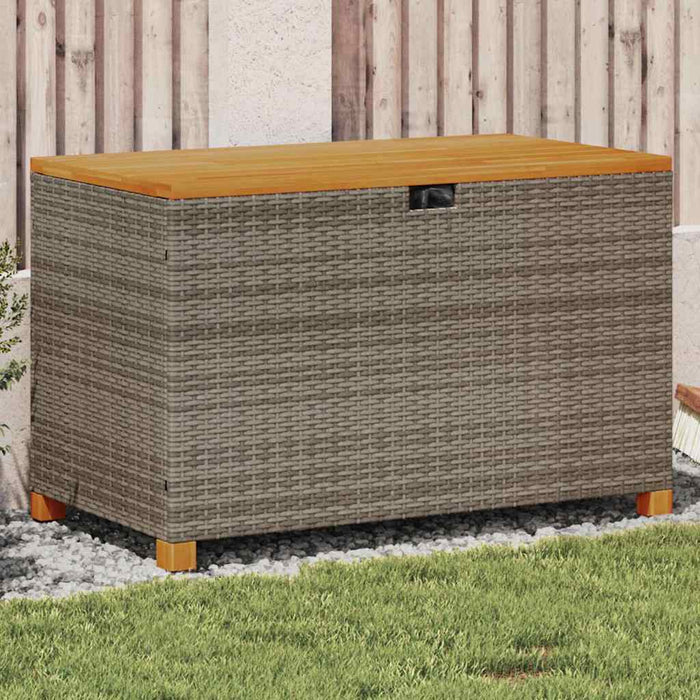 Cutie depozitare grădină gri 110x55x63 cm lemn acacia poliratan WALTI