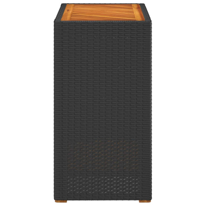 Masă laterală de grădină blat lemn, negru 60x40x75 cm poliratan - WALTI WALTI