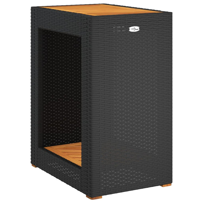 Masă laterală de grădină blat lemn, negru 60x40x75 cm poliratan - WALTI WALTI