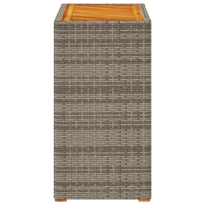 Masă laterală de grădină blat lemn, gri, 60x40x75 cm, poliratan - WALTI WALTI
