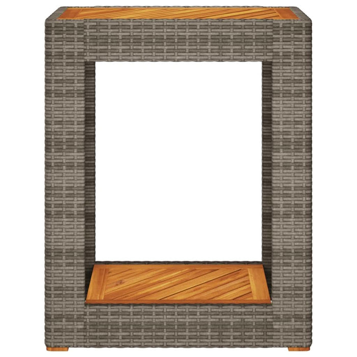 Masă laterală de grădină blat lemn, gri, 60x40x75 cm, poliratan - WALTI WALTI