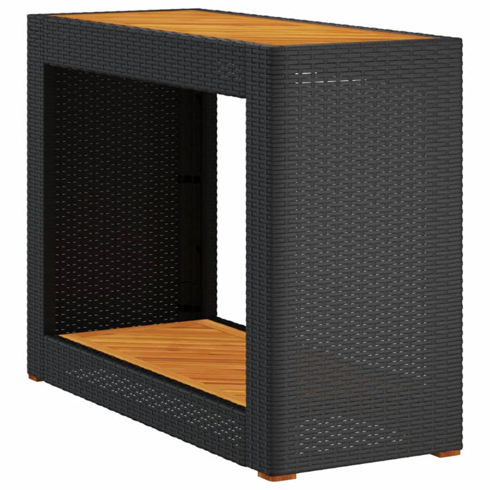Masă laterală de grădină blat lemn negru 100x40x75 cm poliratan - WALTI WALTI