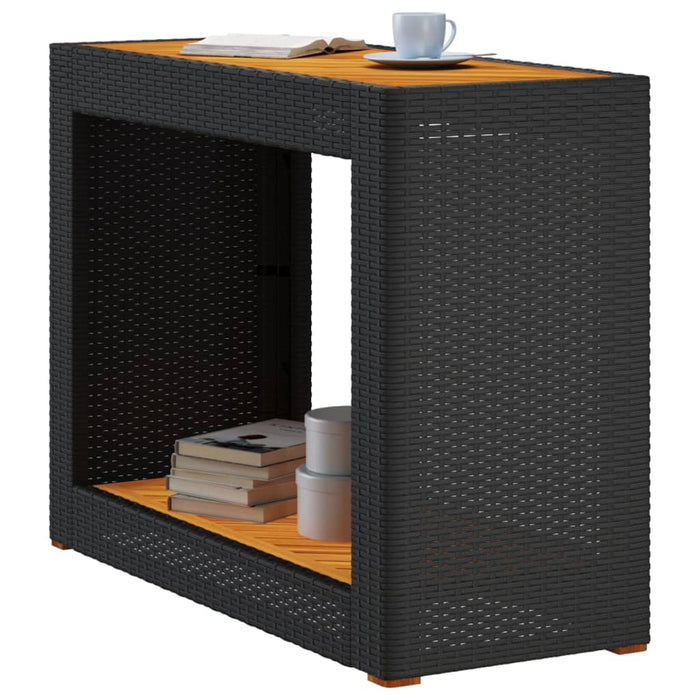 Masă laterală de grădină blat lemn negru 100x40x75 cm poliratan - WALTI WALTI