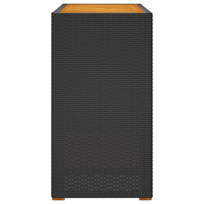 Masă laterală de grădină blat lemn negru 100x40x75 cm poliratan - WALTI WALTI
