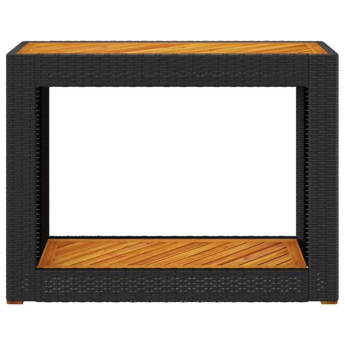 Masă laterală de grădină blat lemn negru 100x40x75 cm poliratan - WALTI WALTI