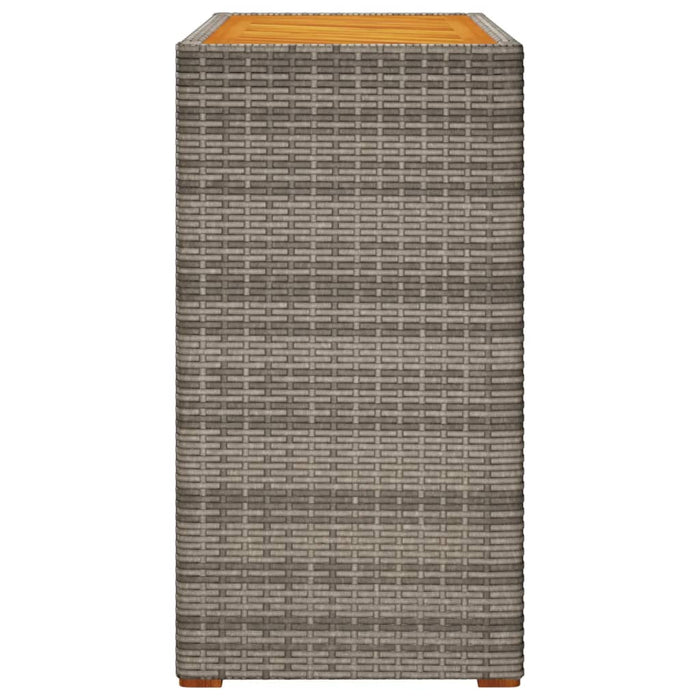 Masă laterală de grădină blat lemn, gri, 100x40x75 cm poliratan - WALTI WALTI