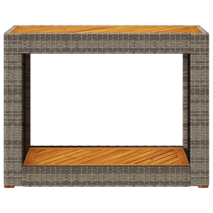 Masă laterală de grădină blat lemn, gri, 100x40x75 cm poliratan - WALTI WALTI
