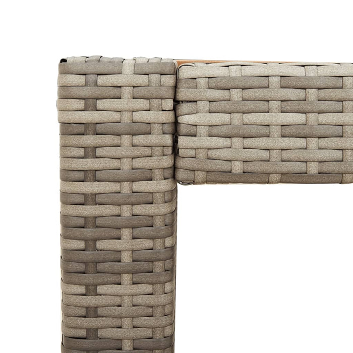 Masă laterală de grădină blat lemn, gri, 100x40x75 cm poliratan - WALTI WALTI