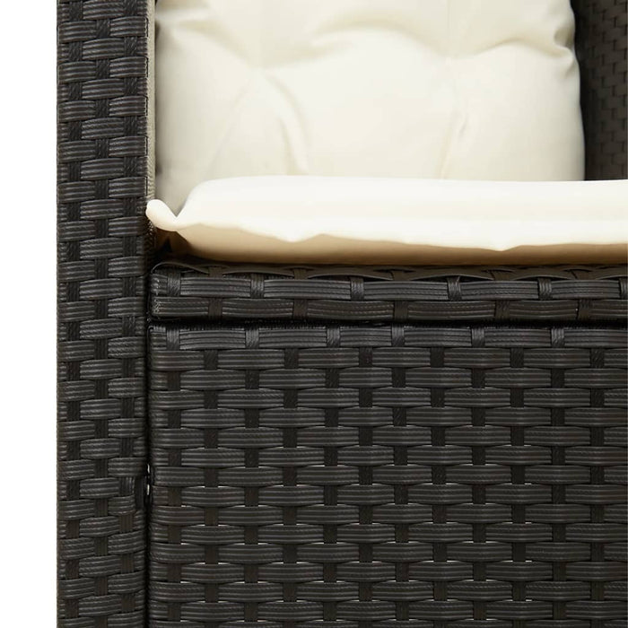 Set bistro cu perne, 3 piese, negru, poliratan și lemn acacia - WALTI WALTI