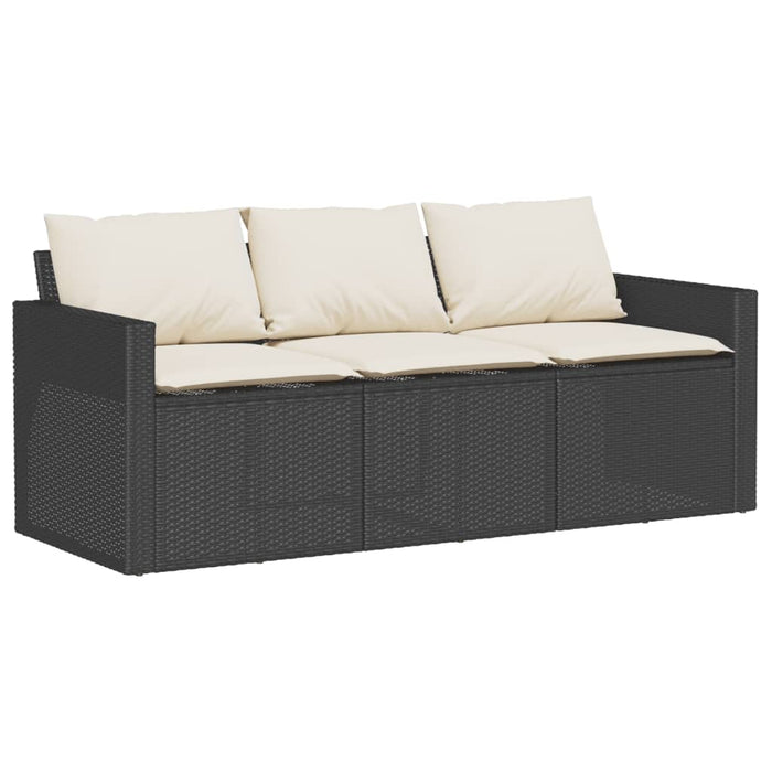 Set mobilier de grădină cu perne, 2 piese, negru, poliratan WALTI