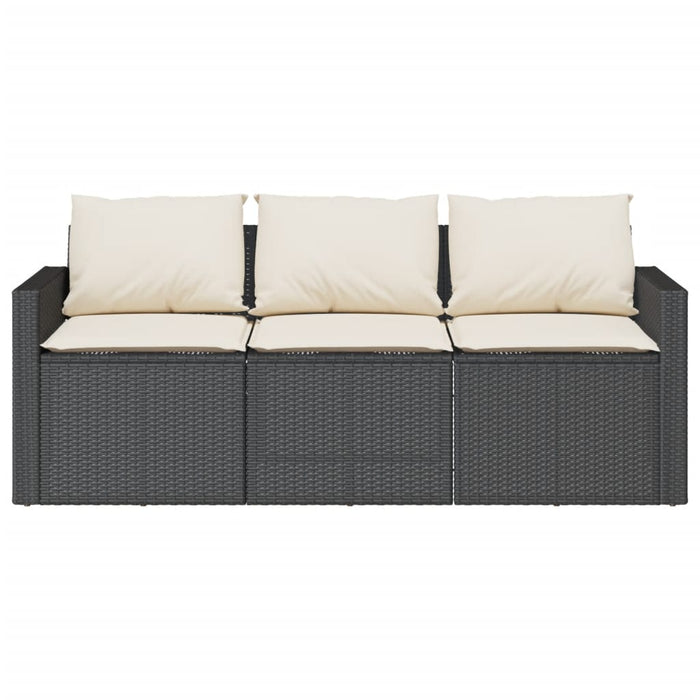 Set mobilier de grădină cu perne, 2 piese, negru, poliratan WALTI