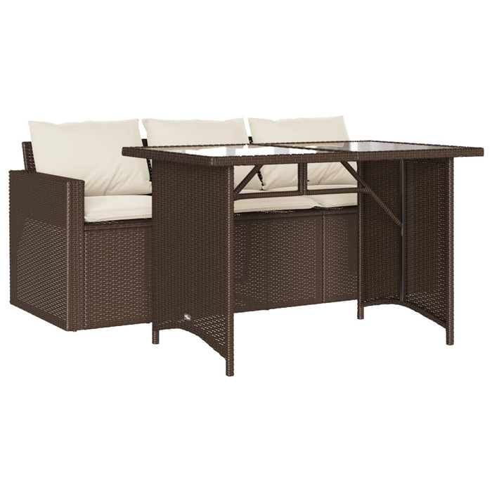 Set mobilier de grădină cu perne, 2 piese, maro, poliratan WALTI