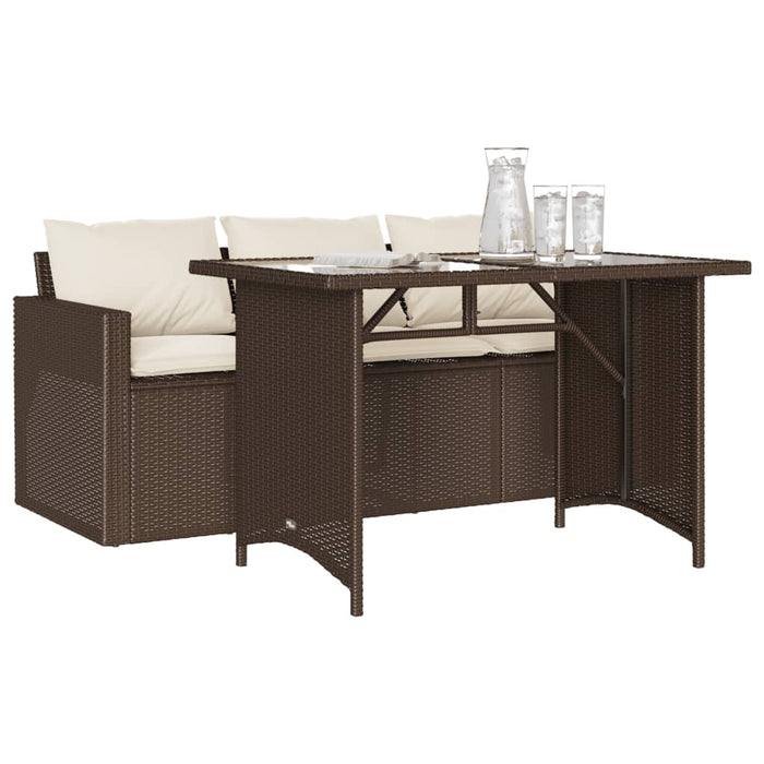 Set mobilier de grădină cu perne, 2 piese, maro, poliratan WALTI