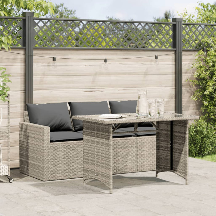 Set mobilier de grădină cu perne 2 piese gri deschis poliratan - WALTI WALTI