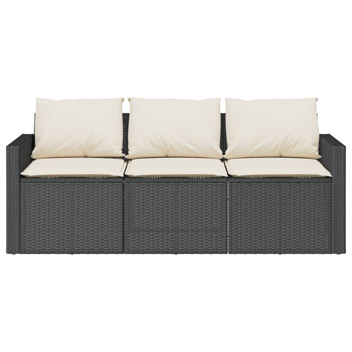 Set mobilier de grădină cu perne, 2 piese, negru, poliratan WALTI