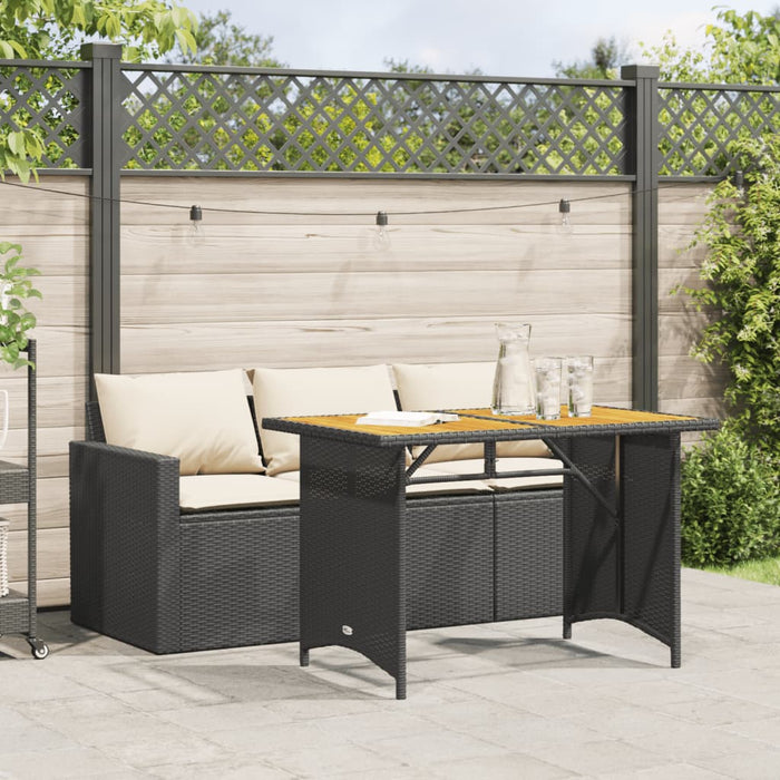 Set mobilier de grădină cu perne, 2 piese, negru, poliratan WALTI