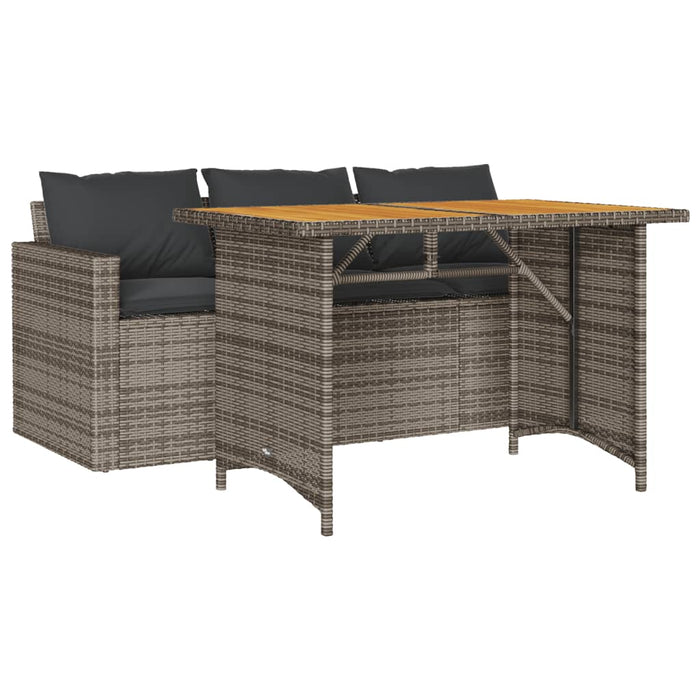 Set mobilier de grădină cu perne, 2 piese, gri, poliratan WALTI