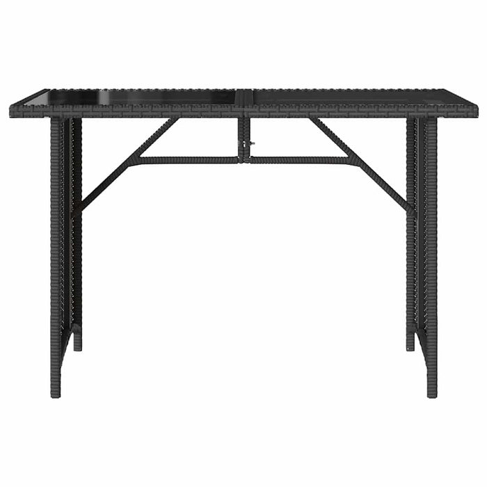 Masă grădină cu blat din sticlă, negru, 110x68x70 cm, poliratan - WALTI WALTI