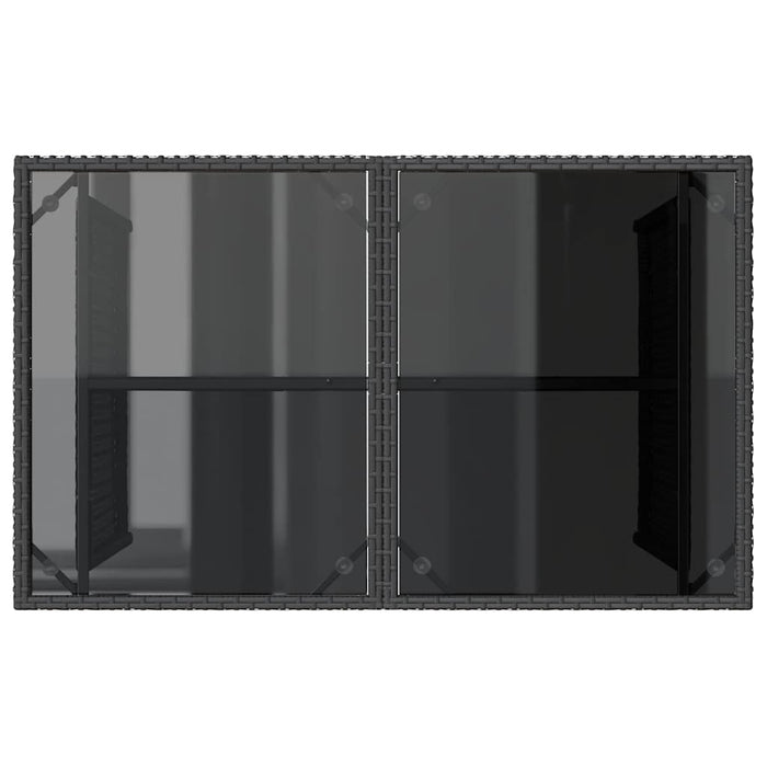 Masă grădină cu blat din sticlă, negru, 110x68x70 cm, poliratan - WALTI WALTI