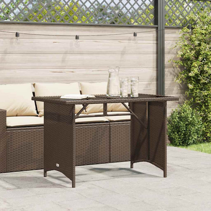 Masă de grădină cu blat din sticlă maro 110x68x70 cm poliratan - WALTI WALTI