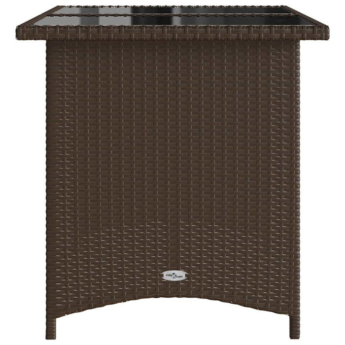 Masă de grădină cu blat din sticlă maro 110x68x70 cm poliratan - WALTI WALTI