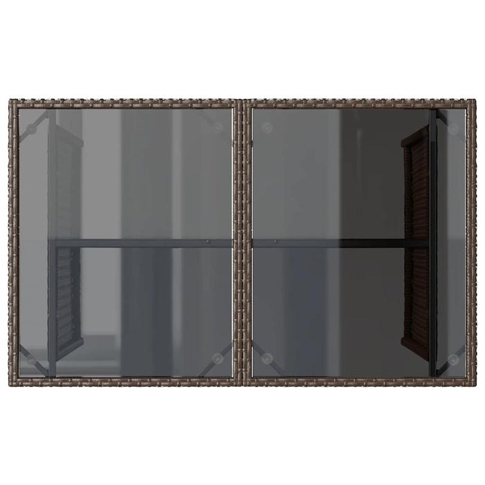 Masă de grădină cu blat din sticlă maro 110x68x70 cm poliratan - WALTI WALTI