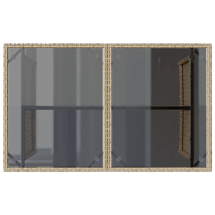 Masă grădină cu blat din sticlă, bej, 110x68x70 cm, poliratan - WALTI WALTI