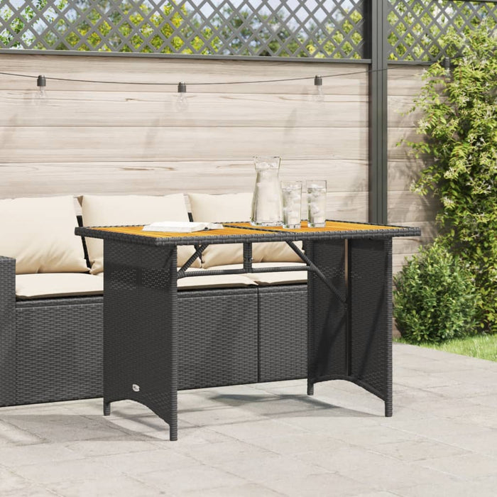 Masă de grădină cu blat din lemn, negru 110x68x70 cm poliratan - WALTI WALTI