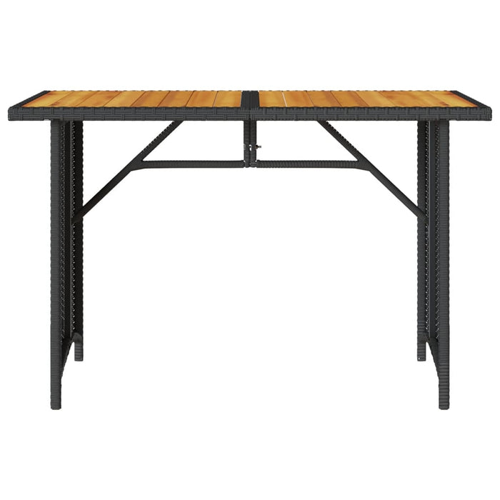 Masă de grădină cu blat din lemn, negru 110x68x70 cm poliratan - WALTI WALTI
