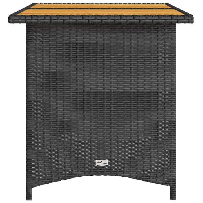 Masă de grădină cu blat din lemn, negru 110x68x70 cm poliratan - WALTI WALTI