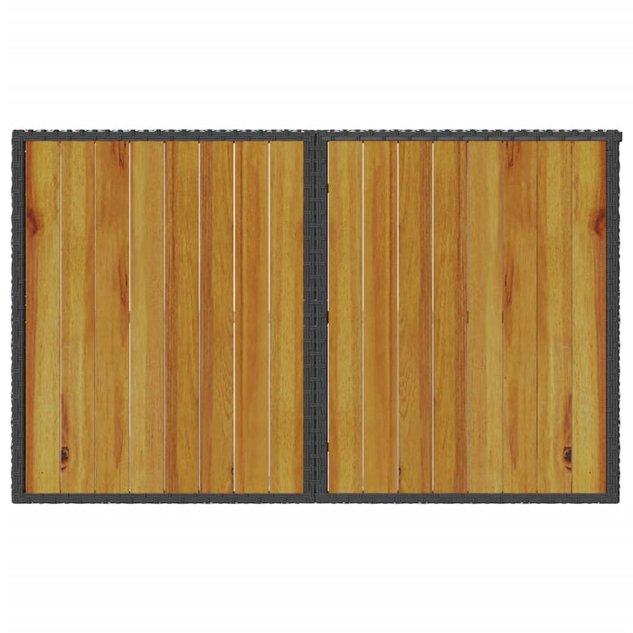 Masă de grădină cu blat din lemn, negru 110x68x70 cm poliratan - WALTI WALTI