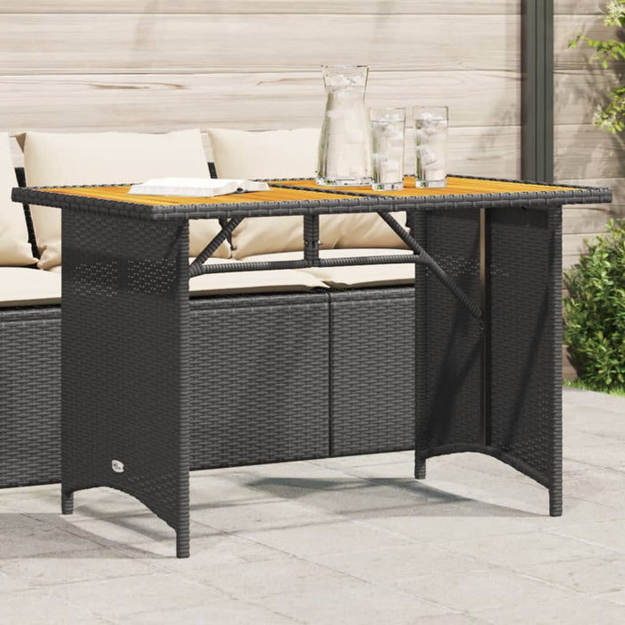 Masă de grădină cu blat din lemn, negru 110x68x70 cm poliratan - WALTI WALTI