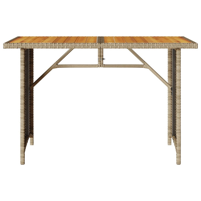 Masă de grădină cu blat din lemn, bej 110x68x70 cm poliratan - WALTI WALTI