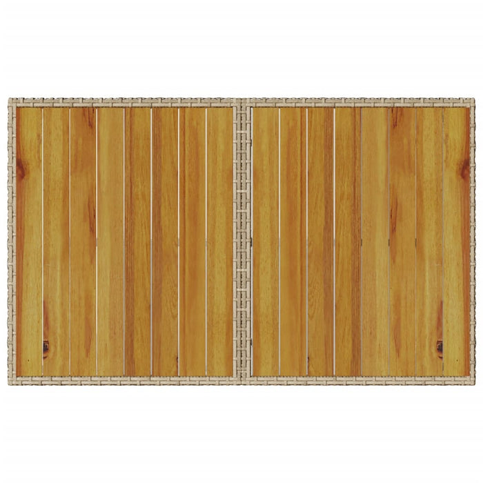 Masă de grădină cu blat din lemn, bej 110x68x70 cm poliratan - WALTI WALTI