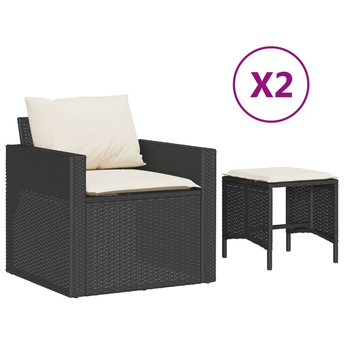 Set mobilier de grădină cu perne, 4 piese, negru, poliratan - WALTI WALTI