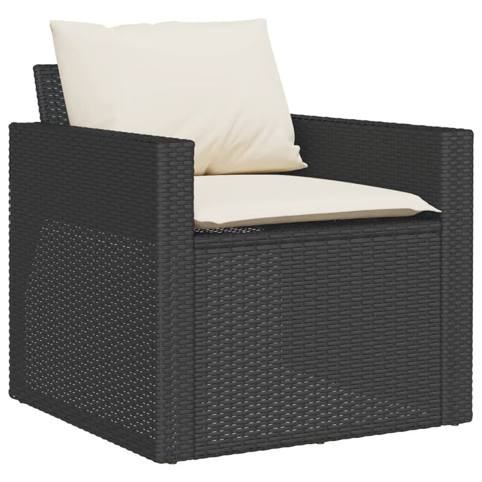 Set mobilier de grădină cu perne, 4 piese, negru, poliratan - WALTI WALTI
