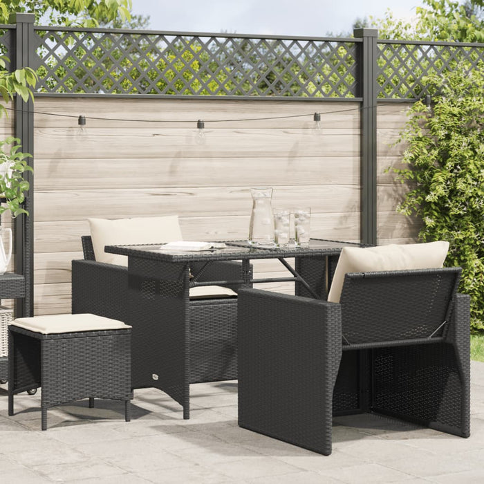 Set mobilier de grădină cu perne, 4 piese, negru, poliratan - WALTI WALTI