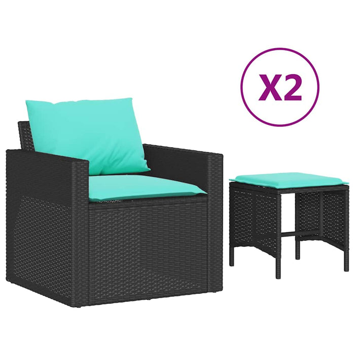 Set mobilier de grădină cu perne, 4 piese, negru, poliratan - WALTI WALTI