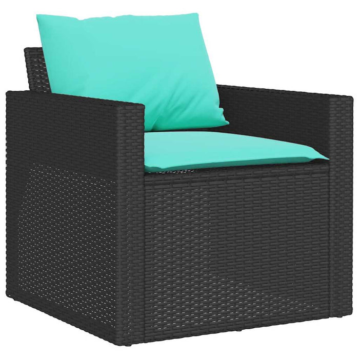 Set mobilier de grădină cu perne, 4 piese, negru, poliratan - WALTI WALTI