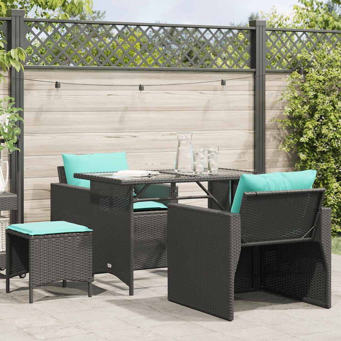 Set mobilier de grădină cu perne, 4 piese, negru, poliratan - WALTI WALTI