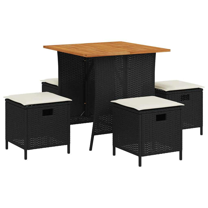 Set mobilier de grădină cu perne, 5 piese, negru, poliratan - WALTI WALTI