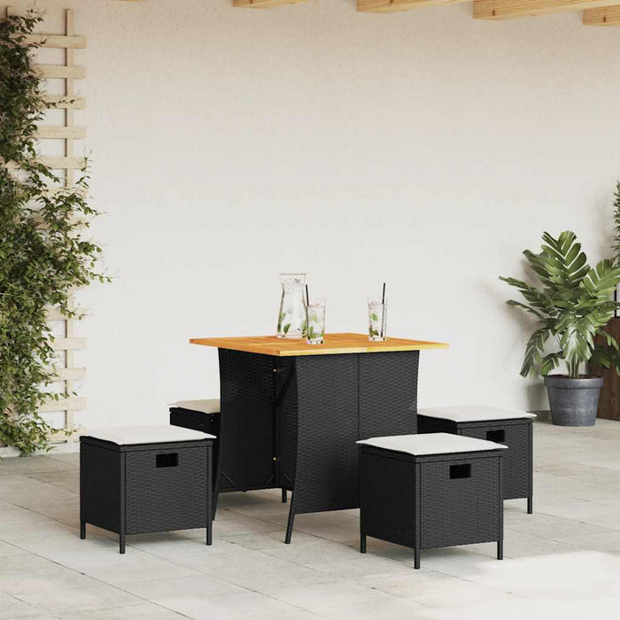 Set mobilier de grădină cu perne, 5 piese, negru, poliratan - WALTI WALTI